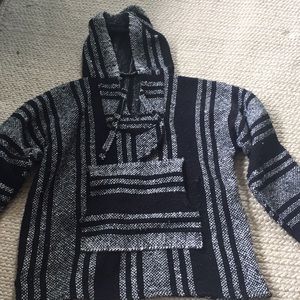 Classic Mexican Black and White Baja Hoodie